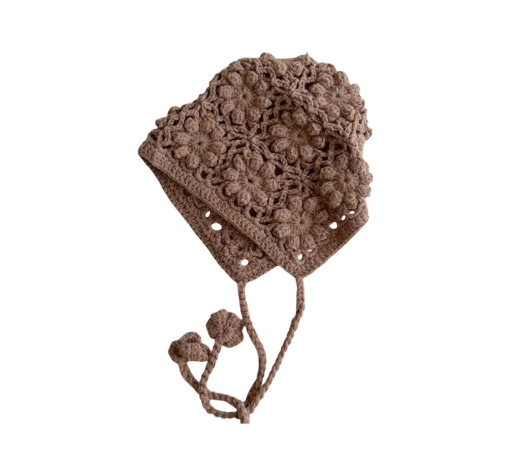 Hand Embroidered Hat Fleur Brown
